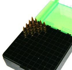 100er Patronenbox Munitionsbox von MTM mit Scharnier .308 Win 6,5 Creed .410 RM-100-16 Grün/Schwarz