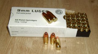 50 Deko Dekopatronen GECO 9mm Para / 9X19 / 9mm Vollmantel Original Hülsen u. Originalverpackung