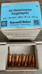 RWS Geschosse Kegelspitz Kal .30 / 165 gr