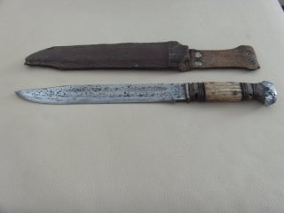 Jagdmesser WWII ? , Rich. Abr.Herder , Scheide Defekt ,38,5 cm, Zum Restaurieren