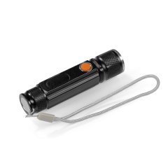 MAXXMEE Mini-Taschenlampe wiederaufladbar Schwarz mit zuschaltbarer Arbeitsleuchte und Magnet