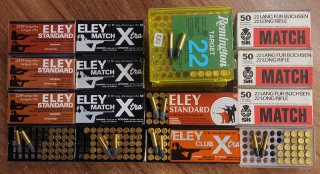 799 KK Patronen - Konvolut - .22lr / .22lfb - ELEY Standard, Match + Club X-tra, SK Match, Remington