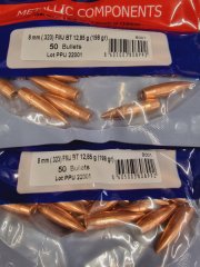 8mm/.323-198grs. FMJBT PPU 1000 stk #B-001# SSZ Berka