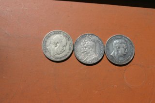 Silbermünzen 2 Reichmark Kaiserreich 3x Preussen
