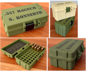 Munitionsbox .357 Magnum Ammo Box Patronen Wiederladen 50 Schuss personalisierbar abschließbar