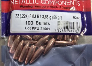 500St. Prvi Partizan Geschosse .224 - 55gr. FMJ-BT