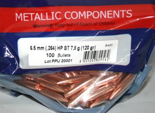 100 Stück PPU | PrviPartizan Geschosse #B-485 | .264 / 6,5MM | 120grs / 7,8g HP BT Hohlspitz Match