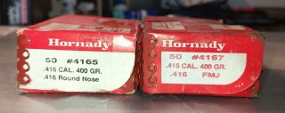 100 Stück Geschosse Hornady 416 - 400 grs. Round Nose / FMJ