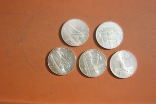 Silbermünzen 5 x 5 Rubel Olympiade Moskau 1980