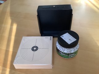 Kugelfangkasten 14x14 mit Scheiben + Airsoft Kugeln 6mm 0,2g