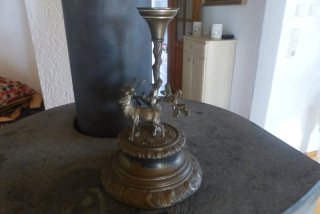 Jagdlicher Kerzenhalter Historismus um 1900 Hirsch