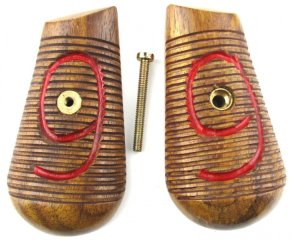 Paar Griffschalen Mauser red 9 C96 aus Holz