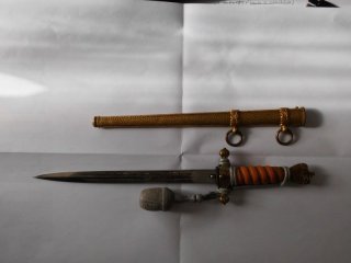 Marieneoffiziersdolch, Original, WKC mit gehämmerter Scheide