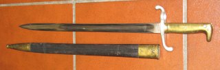 Preußisches Infanterie Seitengewehr SG 71, KIRSCHBAUM SOLINGEN 74 mit Lederscheide