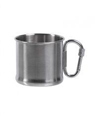 Becher / Tasse 500 ml aus Edelstahl - mit Karabiner - Henkel
