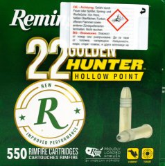 550 Schuss KK HV Munition .22 l.r. lfb REMINGTON Golden HUNTER 40gr HP Hohlspitz verkupfert HV Plate
