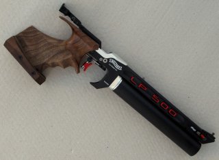 PRESSLUFTPISTOLE WALTHER LP500 EXPERT DESIGN ROT" MIT 2 X ALU-KARTUSCHE