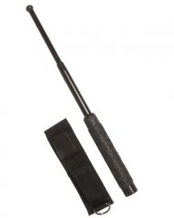 Teleskop Schlagstock 25,5/66cm Schwarz + Tasche / Holster
