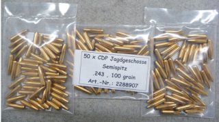 100 Blaser CDP Geschosse .243, 100 grain, Teilmantel, NEU