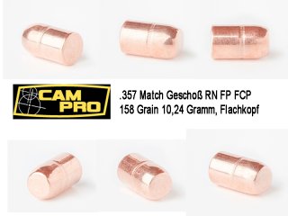 .357 158gr. FCP RNFP 500Stk CamPro .357 Magnum .38 Spezial