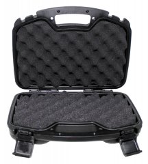 Pistolen-Koffer, Kunststoff, groß, innen 32x18x7,5cm, abschließbar, Schaumstoffeinsatz, Schwarz