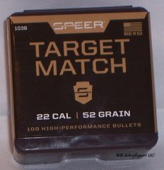 100St. SPEER .22(.224) - 52 - HPBT - MATCH - #1036 - Versand ab 6,40€