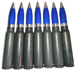 30 mm Dekopatrone 30x173 mm Deko Patrone 30 x 173 Dekomunition ATK MK 44 Bushmaster blau gl Geschoss