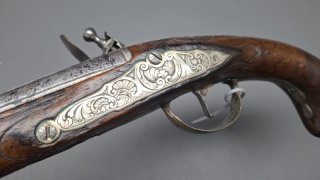 Vorderlader Duellpistole Sammlerwaffe Steinschloss Pistole Herstellerpunze unbekannt