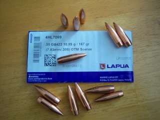 100 St.LAPUA Geschosse.30(308 Dia)-167-OTM-Scenar-HPBT-#GB422