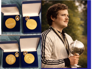 Original Deutsche Meisterschaft Goldmedaille DSB [1977 / 1984] – Mannschaft inkl. Anstecknadel & Etu