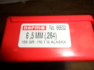 100 Stück Geschosse NORMA ALASKA .264 6,5 mm 10,1 g 156 grs