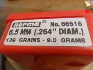 100 Stück Geschosse NORMA Vollmantel .264 6,5 mm 9,0 g 139 grs 66516