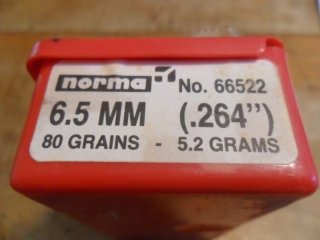 53 Stück Geschosse NORMA Vollmantel .264 6,5 mm 5,2 g 80 grs 66522