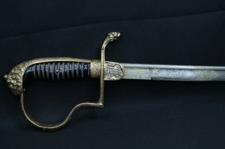 Offizierssäbel Löwenkopf Sachsen Artillerie 1. Feldartillerie Rgt Nr. 12 Eisenhauer mit Scheide FAR