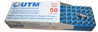 angebrochenes Päckchen mit 31 Trainingspatronen 9 mm UTM TBR