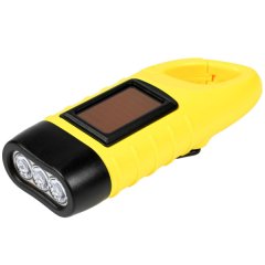 LED Kurbel Taschenlampe "Twin Power Dynamo" mit Solarzelle in Gelb
