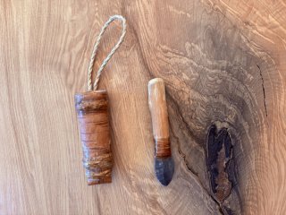Feuerstein Messer - Birkenrinde