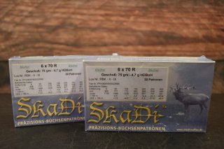27 Schuss Kugelpatronen Skadi Kal. 6x70R 4,7g / 75grs (BLEIFREI)