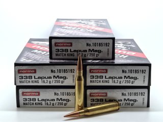 .338 Lapua Magnum Norma Match King 16,2g / 250 gr - 100 Schuss - neuwertig
