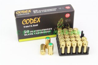 Codex 9mm P.A.K 50 Stück Platzpatronen Versandkostenfrei 47880000