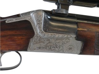 Heym Bockdoppelbüchse Mod. 55 B im Kal. 9,3x74R mit variablem Zeiss Glas bei taunus-waffen.de