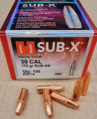 .308/.30-175 grs Sub-X Hornady Geschosse 100 Stk. No. 30718