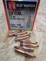 .22/.224/75grs. ELD Match Hornady 100 stk #22791#SSZ Berka