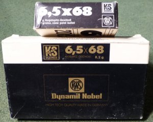 6,5x68 mit 8,2g KS Geschoß von RWS aus optimaler kühler trockener Lagerung