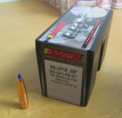 40 .338-Geschosse Barnes LRX BT 265 grs. z. B. für .338 Lapua Magnum in Originalpackung - 30 %
