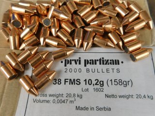 .38/.3555-158grs FMS PPU B-111 Geschosse 100 Stk. # SSZ Berka