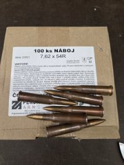 7,62x54R/148 Surplus Munition, verkupfert Stahlhülse 100 Stk. # SSZ Berka