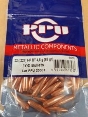 .22/.224/69grs PPU HPBT 100 Stk. Geschosse B-535 # SSZ Berka