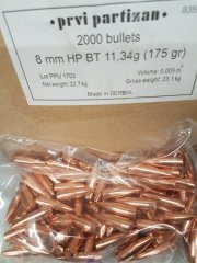 8mm/.322/175grs HPBT B-350 PPU Geschosse 100 Stk. # SSZ Berka