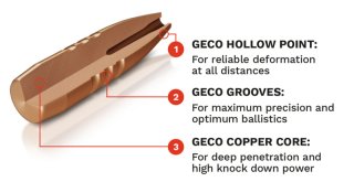 50 Stück NEUE GECO Geschosse - STAR BLEIFREI Deformation CAL .308 - 10,7g 165gr #2426908 Kupfer Hohl